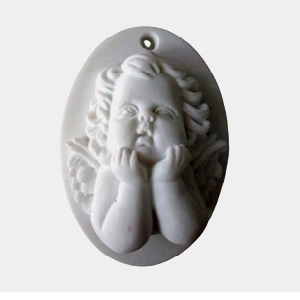 Anjo em placa oval gesso perfumado