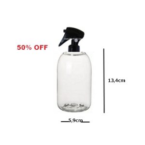 Frasco PET Transparente baixo 250 ml Tampa Vaporizadora Pistola